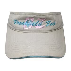 Brookfield Zoo Sun Visor Hat Beige One Size Adjustable Embroidered Outdoor